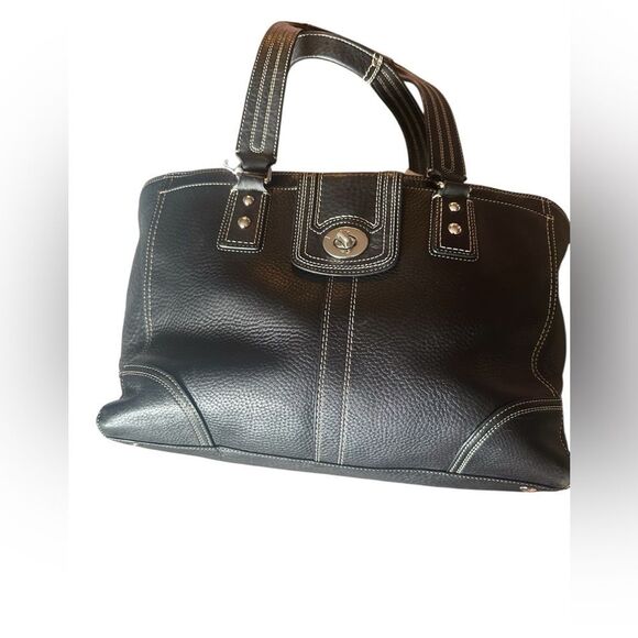 Coach Black Pebble Leather Tote Bag - Picture 3 of 15